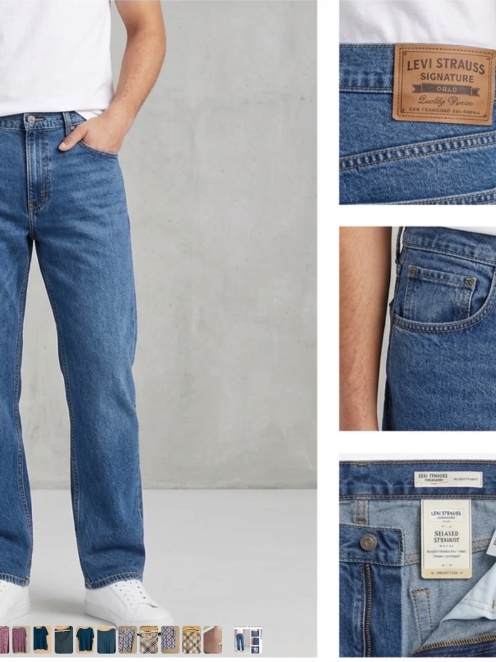 NWT Signature by Levi Strauss Gold Mens 38x32 Relaxed Straight Jeans Blue⁠